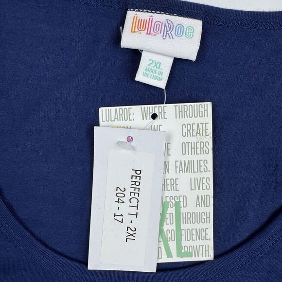 NEW LuLaRoe Perfect T Women's Top Navy Blue Solid Short Sleeve Tee Shirt NWT 2XL - Picture 11 of 16